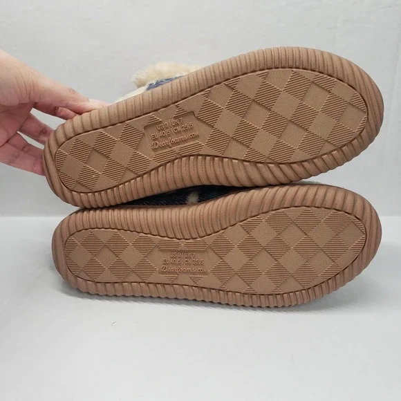 Dearfoams Alpine Moritz Bootie House Slippers Womens 9 Cream Plaid - Picture 9 of 16